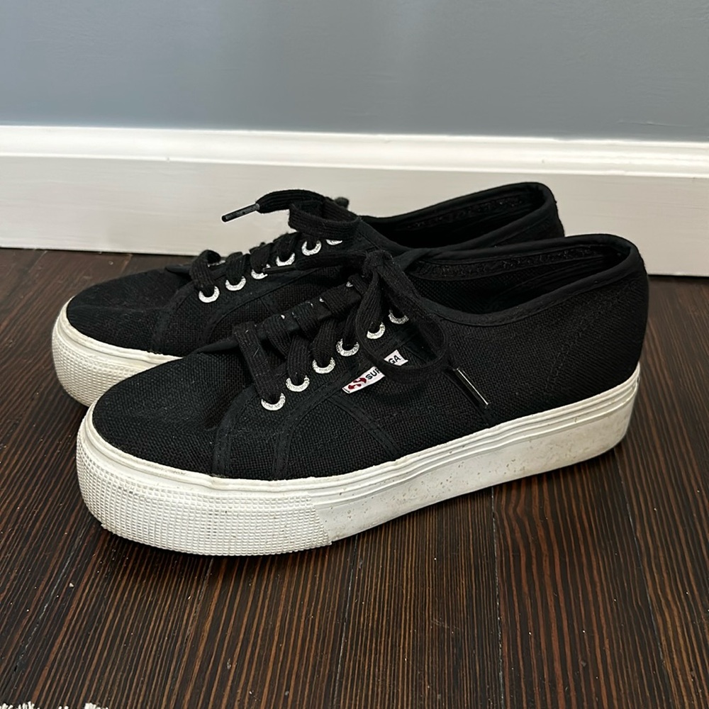 Superga Black Platform Sneakers Size 8.5